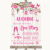 Pink Rustic Wood Alcohol Bar Love Story Personalized Wedding Sign