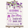 Purple Rustic Wood Alcohol Bar Love Story Personalized Wedding Sign