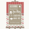 Red & Grey Winter Alcohol Bar Love Story Personalized Wedding Sign