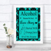 Turquoise Damask Alcohol Bar Love Story Personalized Wedding Sign