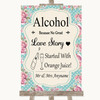 Vintage Shabby Chic Rose Alcohol Bar Love Story Personalized Wedding Sign