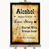 Western Alcohol Bar Love Story Personalized Wedding Sign