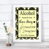 Yellow Damask Alcohol Bar Love Story Personalized Wedding Sign