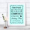 Aqua All Family No Seating Plan Personalized Wedding Sign