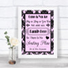 Baby Pink Damask All Family No Seating Plan Personalized Wedding Sign