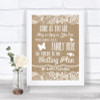 Burlap & Lace All Family No Seating Plan Personalized Wedding Sign