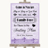 Lilac Shabby Chic All Family No Seating Plan Personalized Wedding Sign