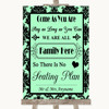 Mint Green Damask All Family No Seating Plan Personalized Wedding Sign