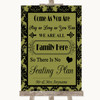 Olive Green Damask All Family No Seating Plan Personalized Wedding Sign