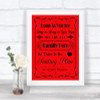 Red All Family No Seating Plan Personalized Wedding Sign