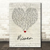 Joni Mitchell River Script Heart Song Lyric Print