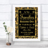 Black & Gold Damask As Families Become One Seating Plan Wedding Sign