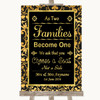 Black & Gold Damask As Families Become One Seating Plan Wedding Sign