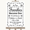 Black & White As Families Become One Seating Plan Personalized Wedding Sign