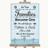 Blue Shabby Chic As Families Become One Seating Plan Personalized Wedding Sign