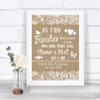 Burlap & Lace As Families Become One Seating Plan Personalized Wedding Sign