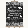 Dark Grey Burlap & Lace As Families Become One Seating Plan Wedding Sign