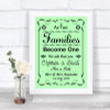 Green As Families Become One Seating Plan Personalized Wedding Sign