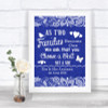 Navy Blue Burlap & Lace As Families Become One Seating Plan Wedding Sign