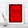 Red Damask As Families Become One Seating Plan Personalized Wedding Sign