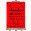 Red As Families Become One Seating Plan Personalized Wedding Sign