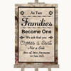 Vintage As Families Become One Seating Plan Personalized Wedding Sign