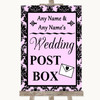 Baby Pink Damask Card Post Box Personalized Wedding Sign