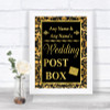 Black & Gold Damask Card Post Box Personalized Wedding Sign