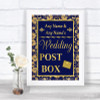 Blue & Gold Card Post Box Personalized Wedding Sign
