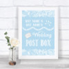 Blue Burlap & Lace Card Post Box Personalized Wedding Sign