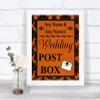 Burnt Orange Damask Card Post Box Personalized Wedding Sign