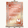 Coral Pink Card Post Box Personalized Wedding Sign