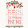 Coral Rustic Wood Card Post Box Personalized Wedding Sign