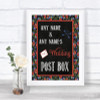 Floral Chalk Card Post Box Personalized Wedding Sign