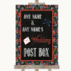 Floral Chalk Card Post Box Personalized Wedding Sign