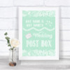 Green Burlap & Lace Card Post Box Personalized Wedding Sign