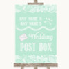 Green Burlap & Lace Card Post Box Personalized Wedding Sign