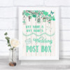 Green Rustic Wood Card Post Box Personalized Wedding Sign