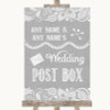 Grey Burlap & Lace Card Post Box Personalized Wedding Sign