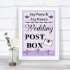 Lilac Shabby Chic Card Post Box Personalized Wedding Sign