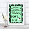 Mint Green Damask Card Post Box Personalized Wedding Sign