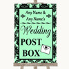 Mint Green Damask Card Post Box Personalized Wedding Sign