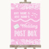 Pink Burlap & Lace Card Post Box Personalized Wedding Sign