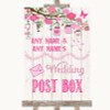 Pink Rustic Wood Card Post Box Personalized Wedding Sign