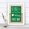 Red & Green Winter Card Post Box Personalized Wedding Sign