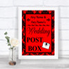 Red Damask Card Post Box Personalized Wedding Sign