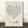 The Beatles I Will Script Heart Song Lyric Print