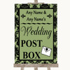 Sage Green Damask Card Post Box Personalized Wedding Sign