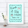 Aqua Cards & Gifts Table Personalized Wedding Sign