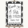 Black & White Damask Cards & Gifts Table Personalized Wedding Sign